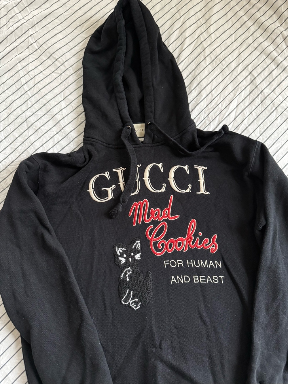 Gucci Black Pullover Hoodie with Label